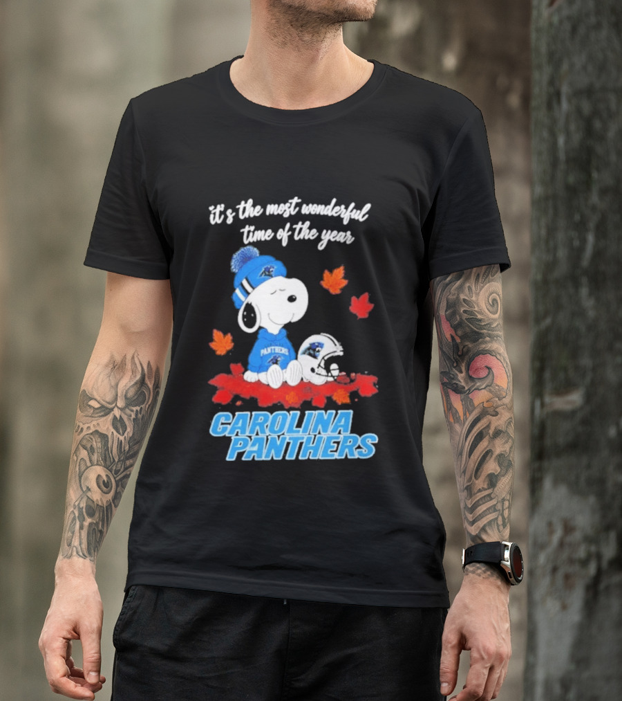 Carolina Panthers Snoopy Fall Halloween 2026 Most Wonderful Time Of The Year T-Shirt