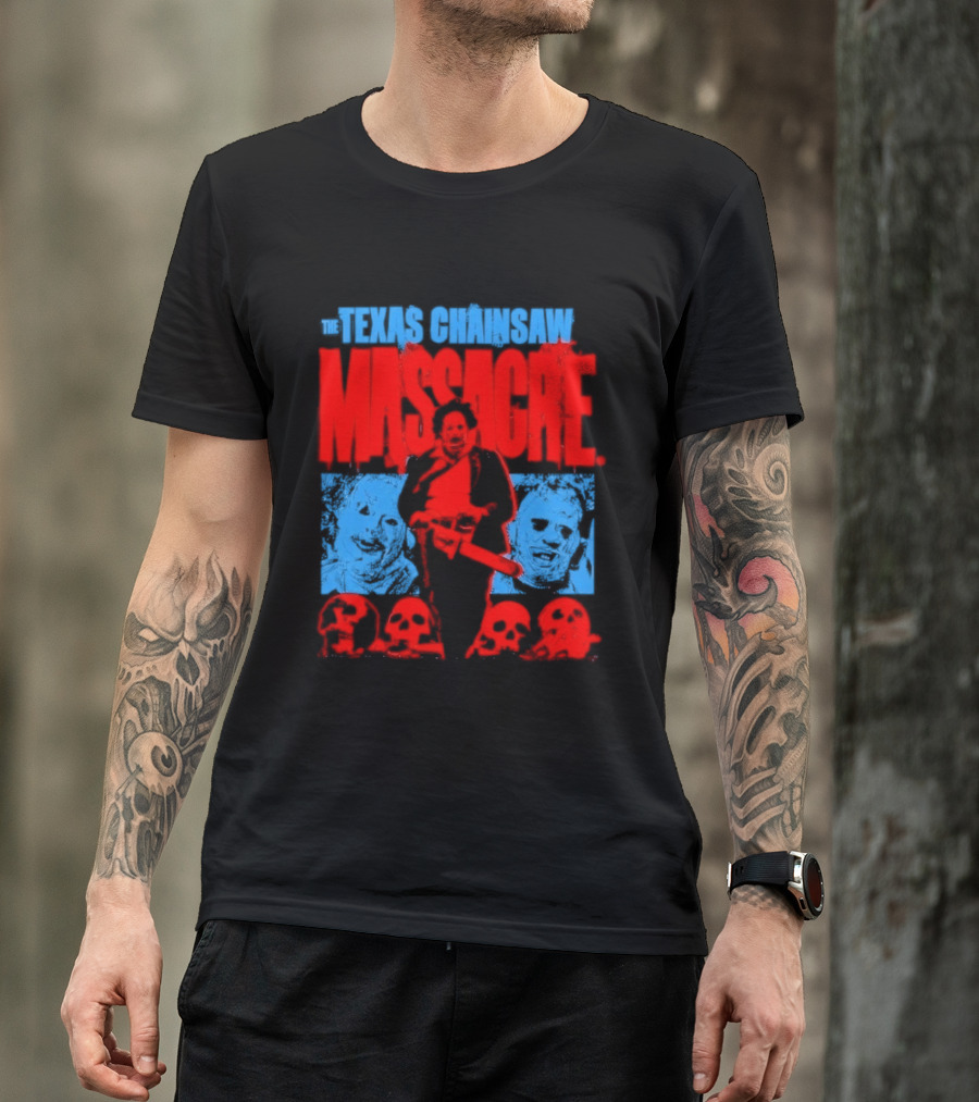 The Texas Chainsaw Massacre Leatherface Horror Movie Skulls Scene T-Shirt