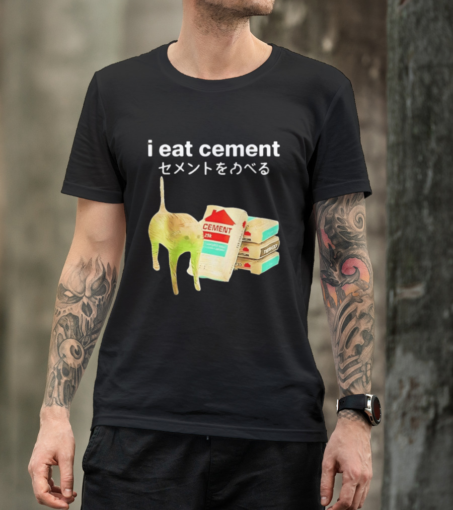 I Eat Cement Cat Meme Cursed T-Shirt