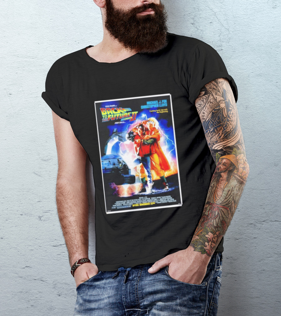 Back To The Future Part II Movie Michael J Fox Christopher Lloyd DeLorean Time Machine November 22 Spielberg T-Shirt