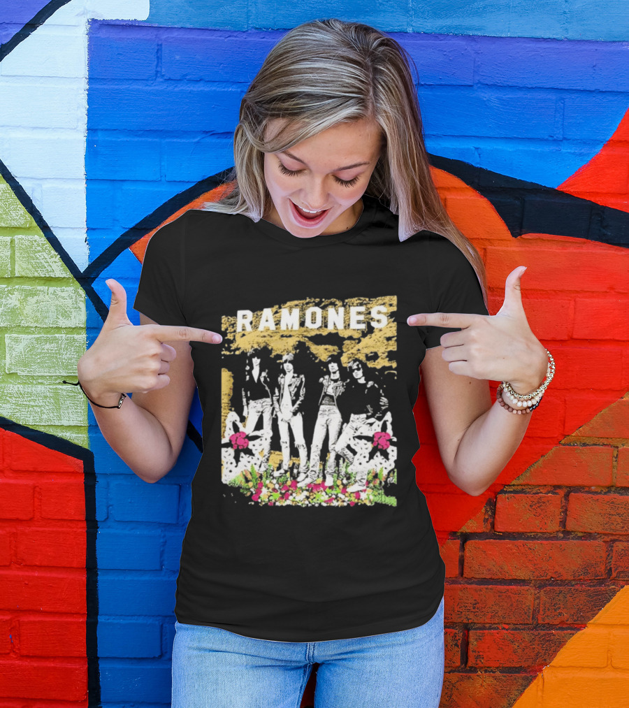 Ramones Floral Punk Rock Music Band T-Shirt