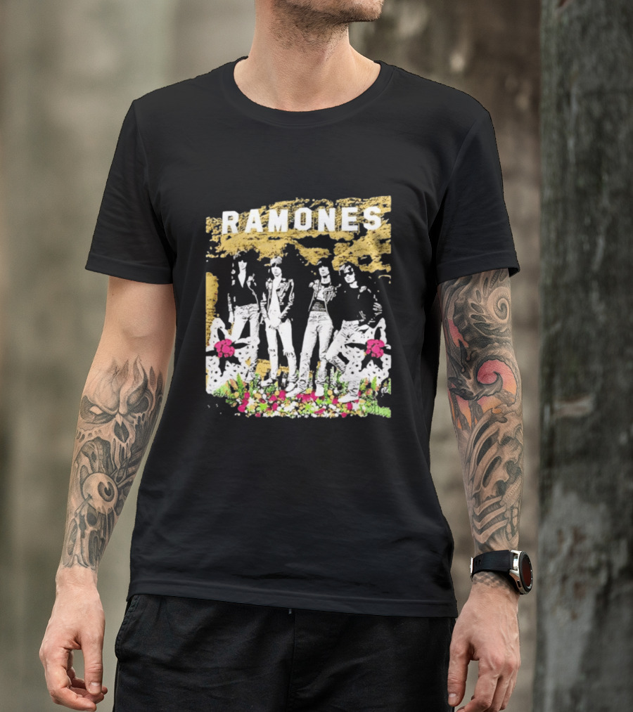 Ramones Floral Punk Rock Music Band T-Shirt