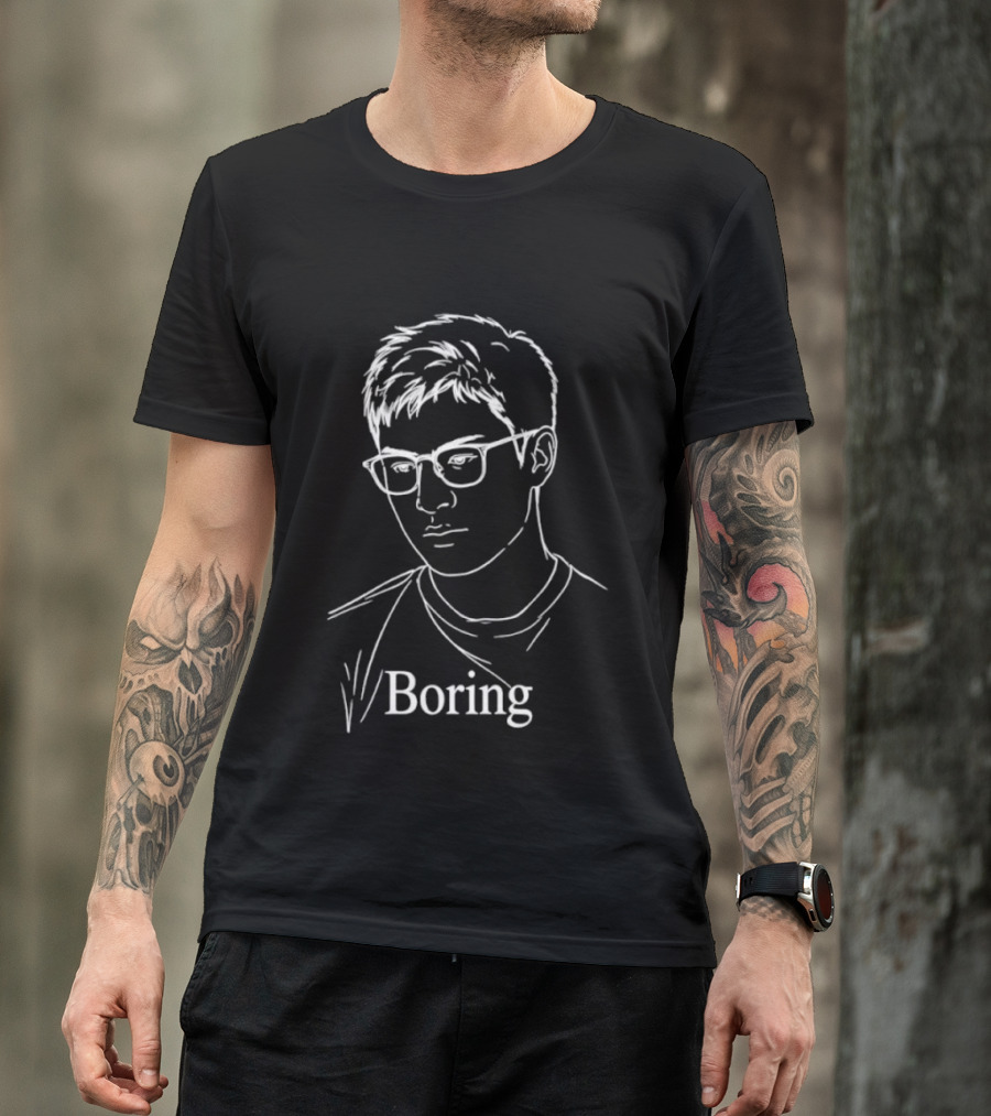 Boring Minimalist Line Art Portrait With Glasses T-Shirt