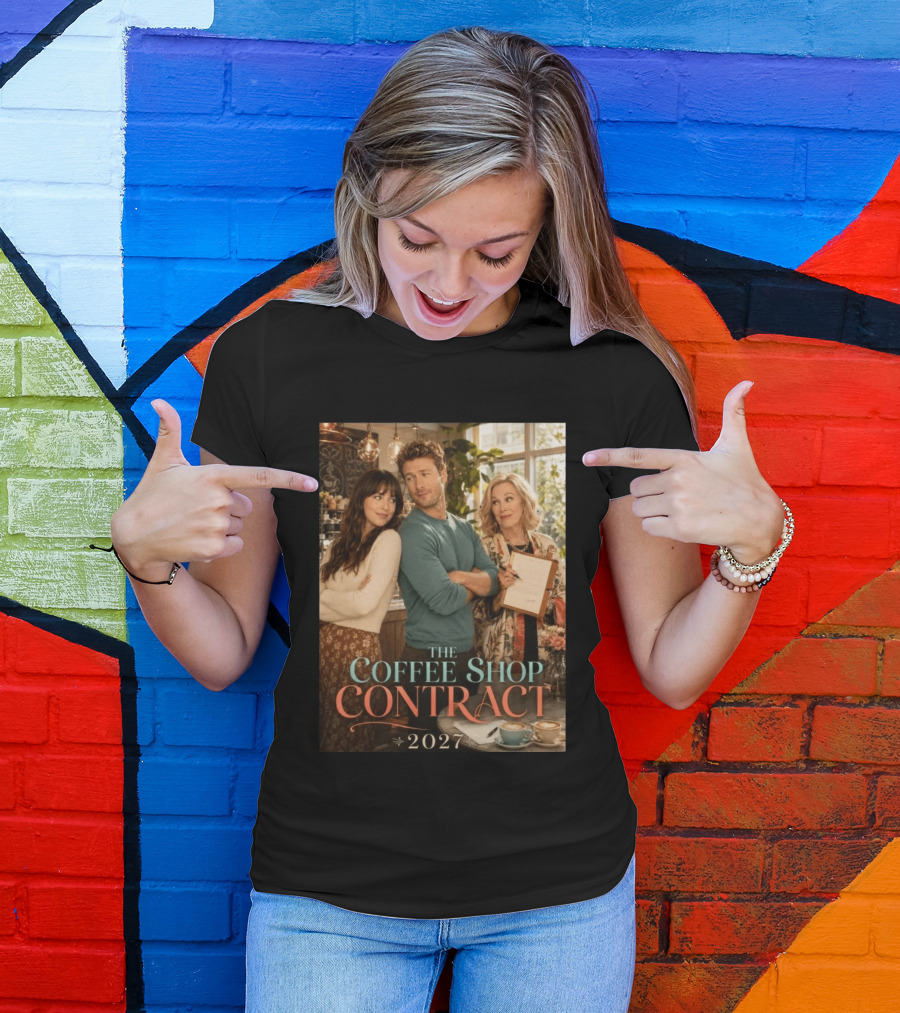 The Coffee Shop Contract 2027 Cozy Romantic Comedy Scene T-Shirt