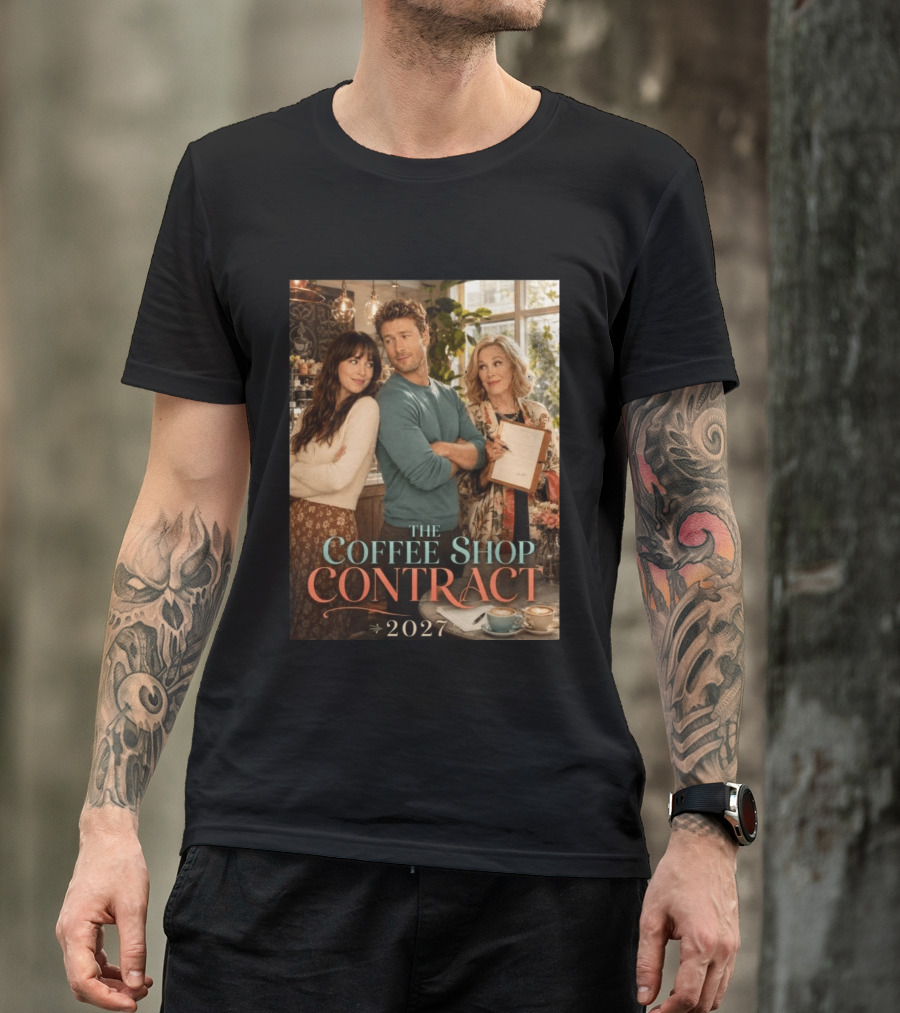 The Coffee Shop Contract 2027 Cozy Romantic Comedy Scene T-Shirt