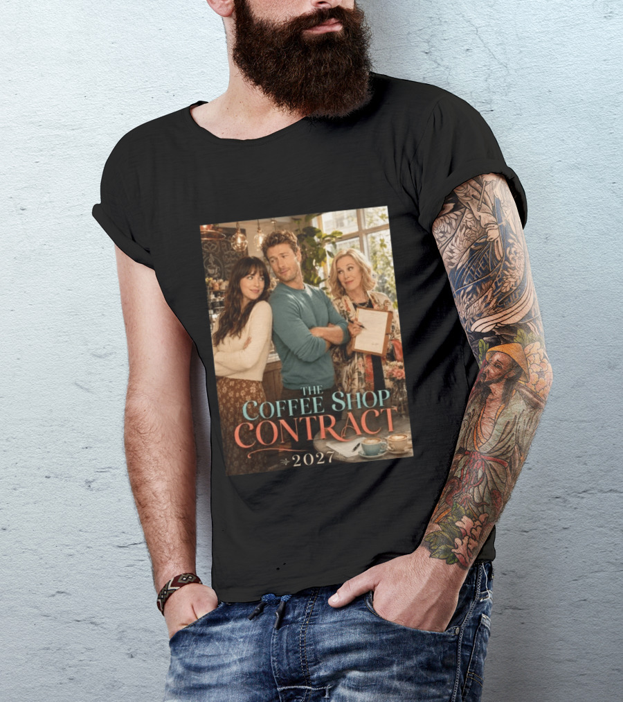 The Coffee Shop Contract 2027 Cozy Romantic Comedy Scene T-Shirt