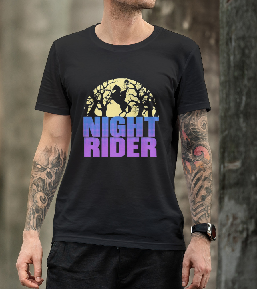 Night Rider Headless Horseman Halloween Moon T-Shirt