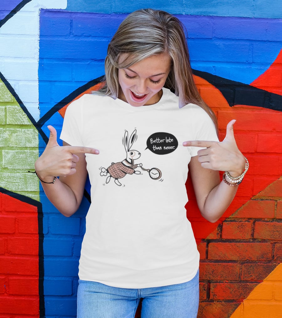 Better Late Than Never Rabbit Pocket T-Shirt