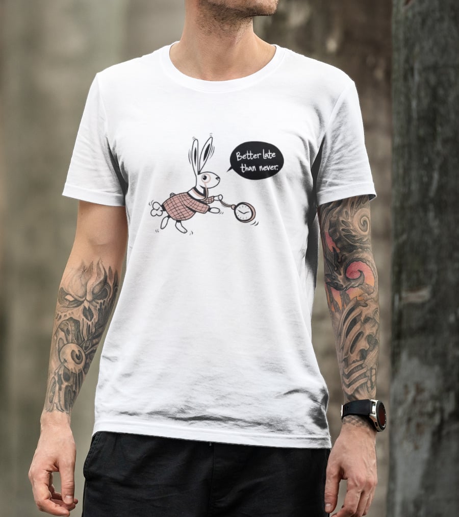 Better Late Than Never Rabbit Pocket T-Shirt
