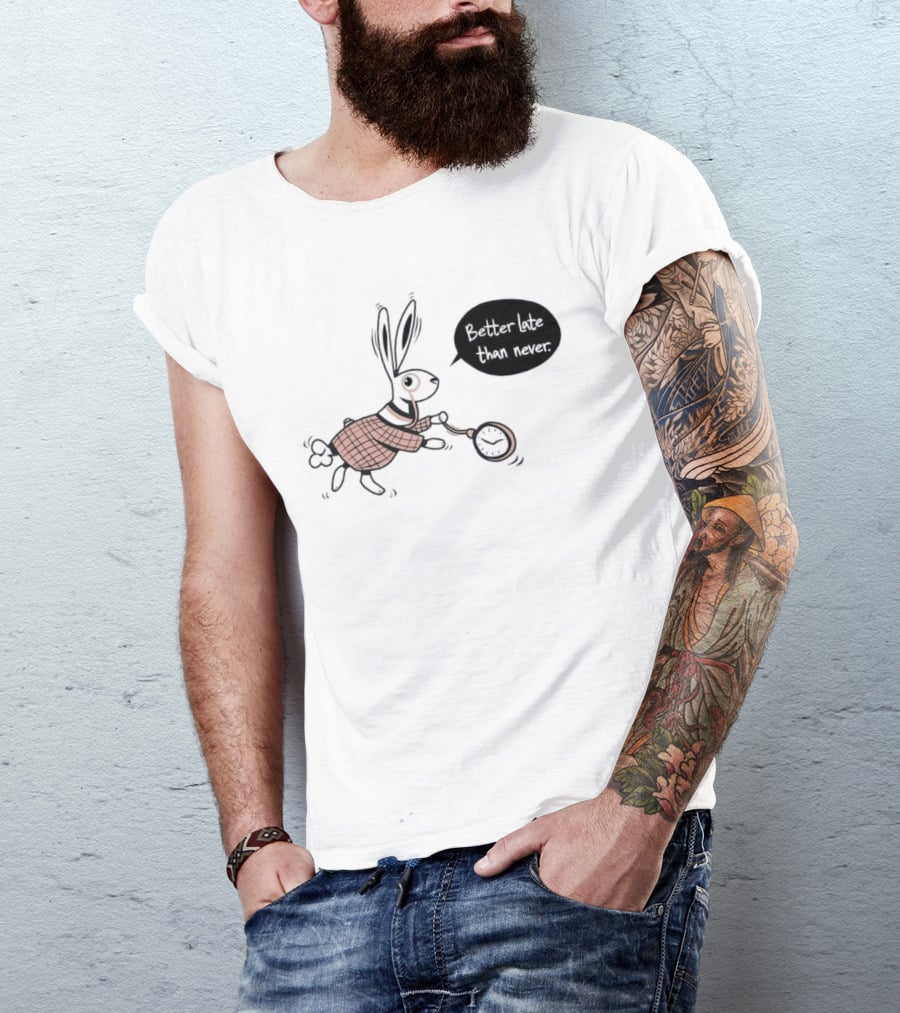 Better Late Than Never Rabbit Pocket T-Shirt