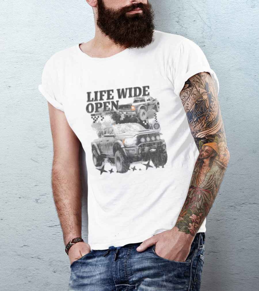 Cboystv Store Prospector Whiteout Life Wide Open Offroad Trucks T-Shirt