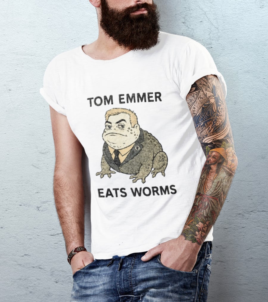 Tom Emmer Eats Worms Cartoon Toad Wearing Suit Tie T-Shirt
