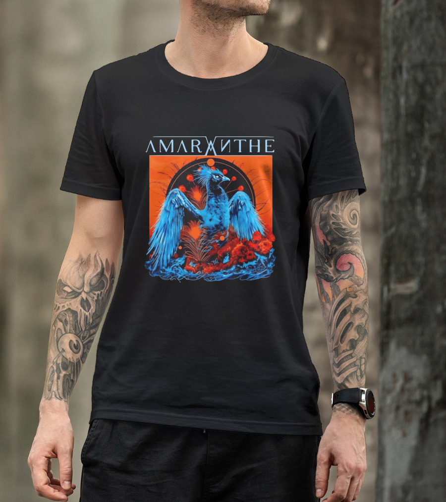 Amaranthe Phoenix Bird Metal Band Blue And Orange T-Shirt