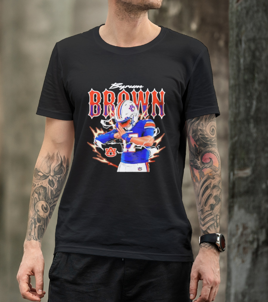 Auburn Tigers Byrum Brown Football Player Comic T-Shirt