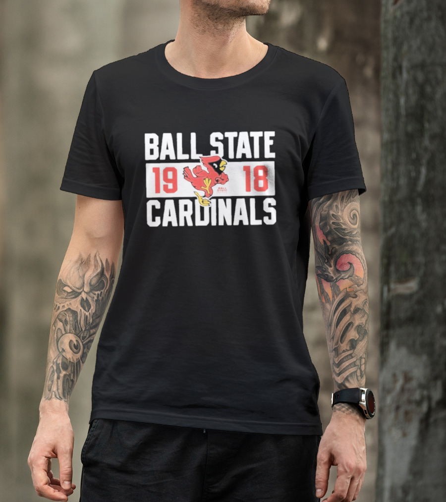 Ball State Cardinals 1918 Vintage Logo Red Cardinal Football Team T-Shirt