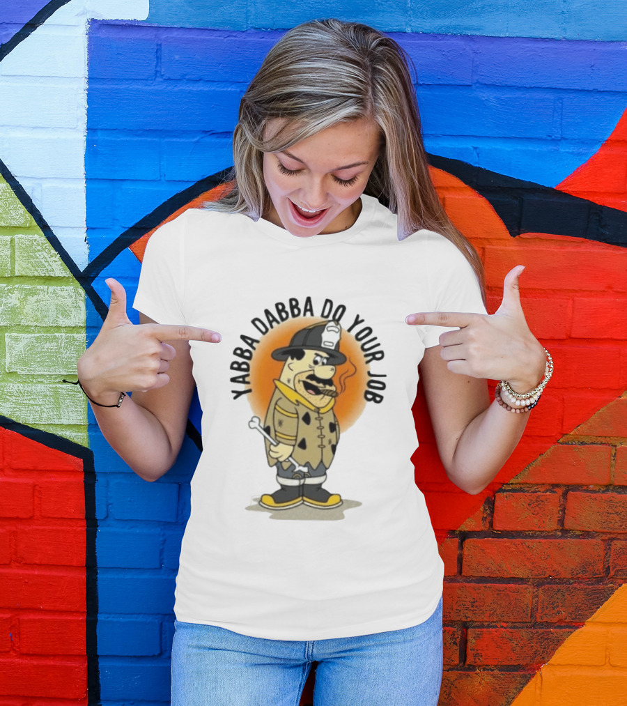 Flintstones Firefighter Yabba Dabba Do Your Job Smoking Cartoon T-Shirt