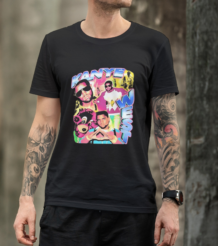 Kanye West Vintage Yeezy Bear Collage Hip Hop Rap Legend T-Shirt