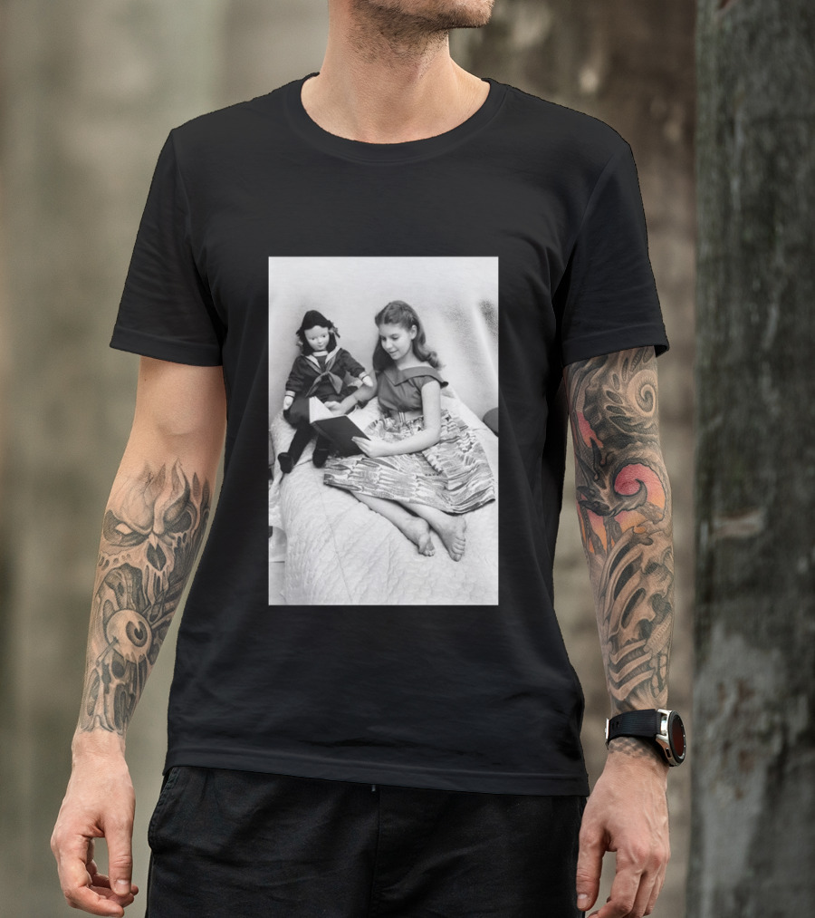 Robin Morgan Young Girl Reading With Doll Vintage Photograph T-Shirt