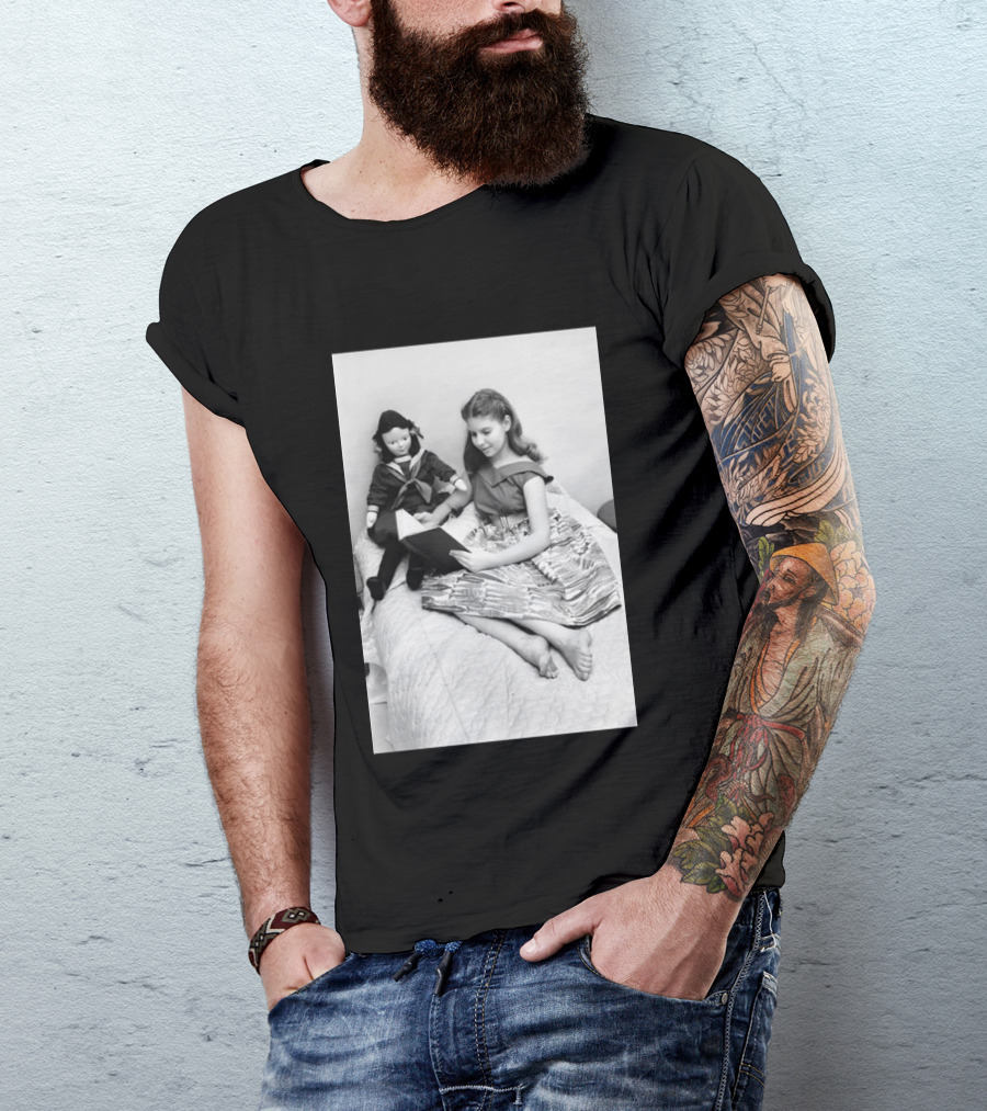 Robin Morgan Young Girl Reading With Doll Vintage Photograph T-Shirt