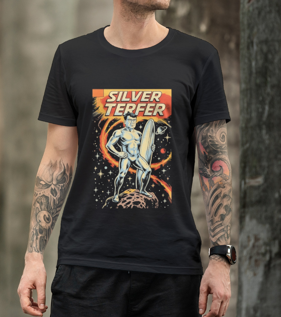 Silver Terfer Cosmic Voyager Retro Comic T-Shirt