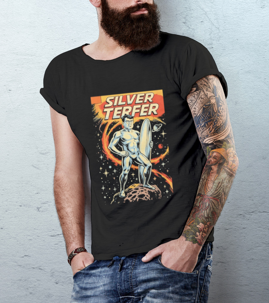 Silver Terfer Cosmic Voyager Retro Comic T-Shirt
