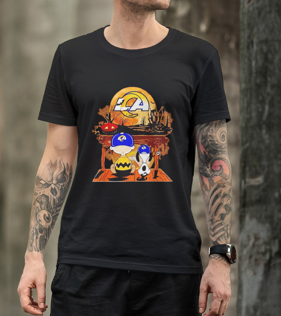 Los Angeles Rams Halloween With Charlie Brown And Snoopy T-Shirt