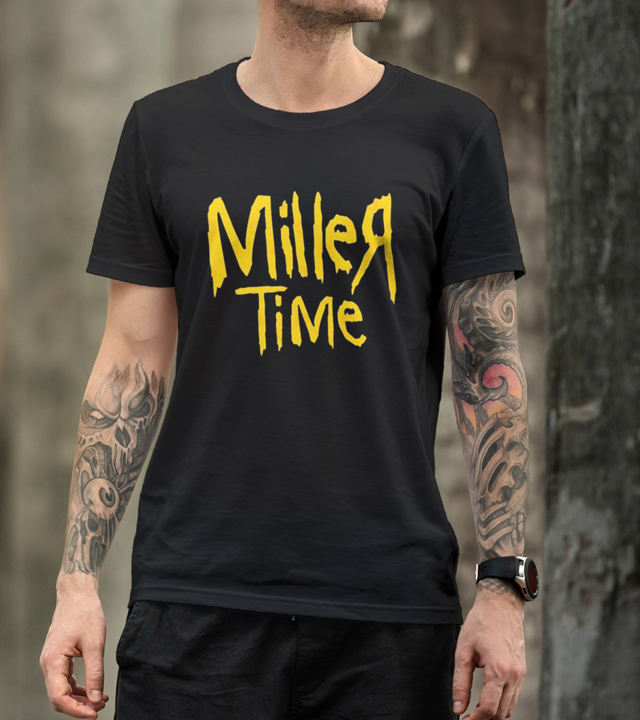 Miller Time Catchphrase Beer Culture Vintage Style Retro Yellow T-Shirt