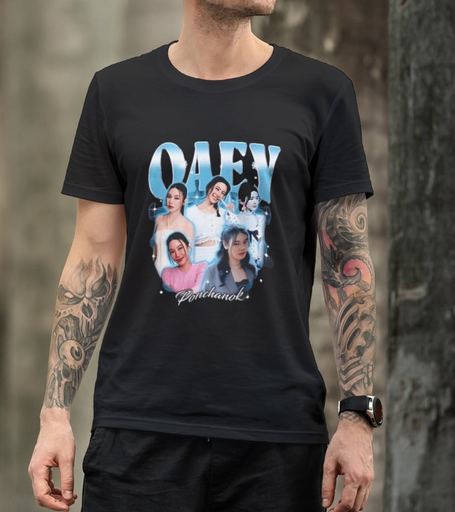 Oaey Ponchanok Woman Collage Blue Aura Sparkles Bootleg T-Shirt