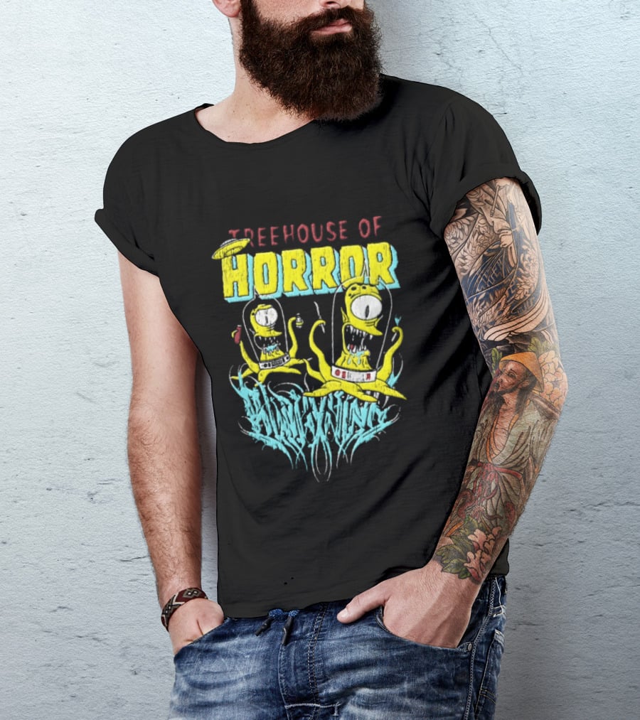 Treehouse Of Horror Kang Kodos Aliens Tentacles Distressed Cartoon T-Shirt