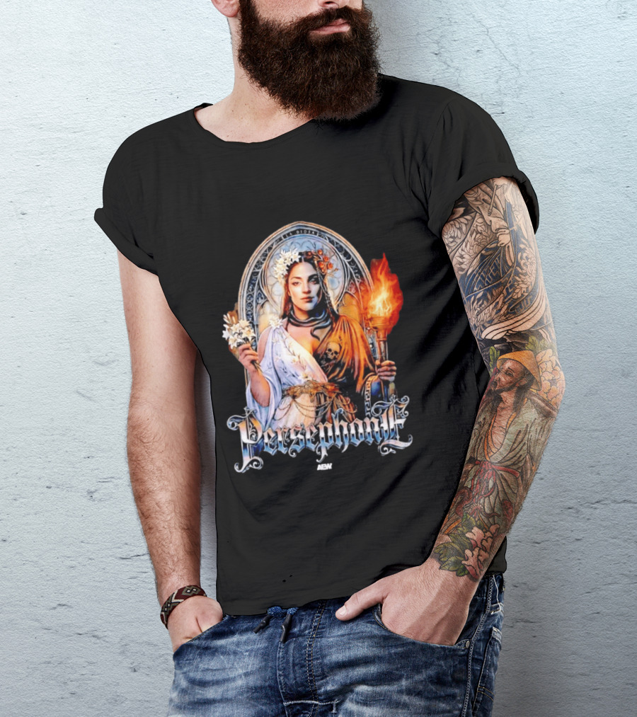 La Diosa Persephone Mythology AEW Wrestling Flame And Flowers T-Shirt