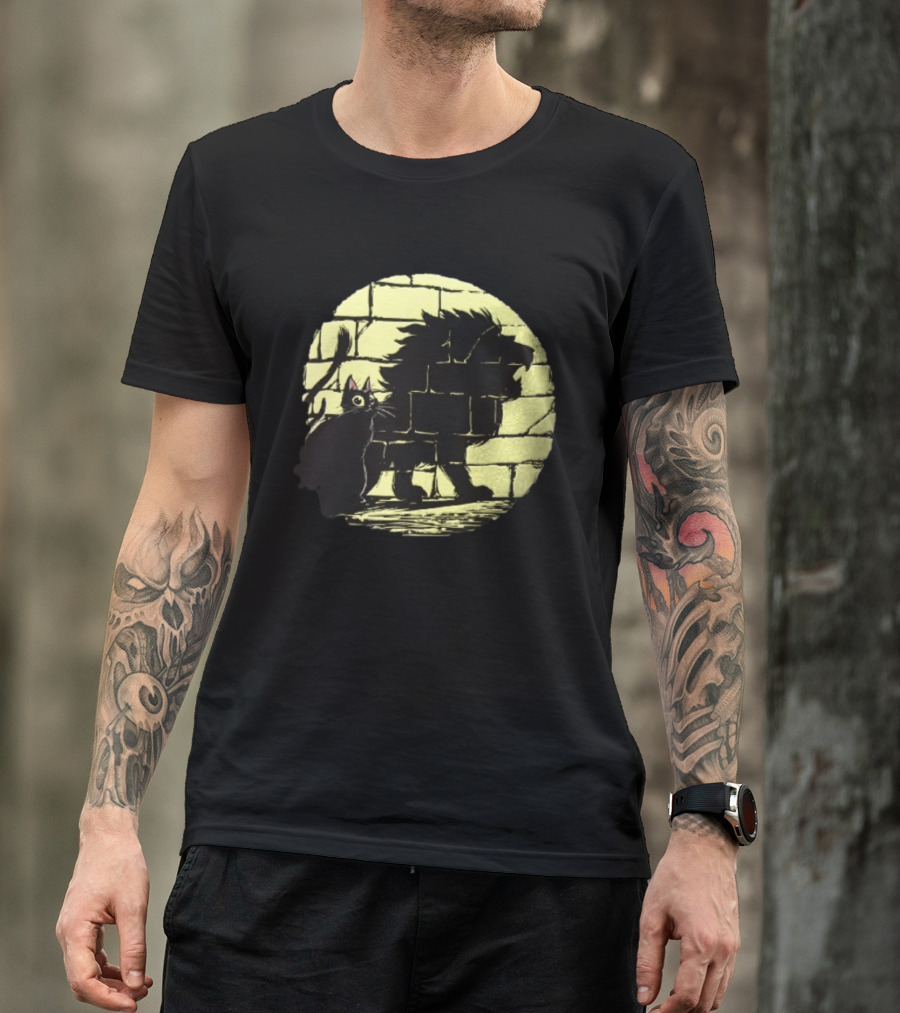 Lion Shadow Black Cat Courageous Kitten Moon T-Shirt