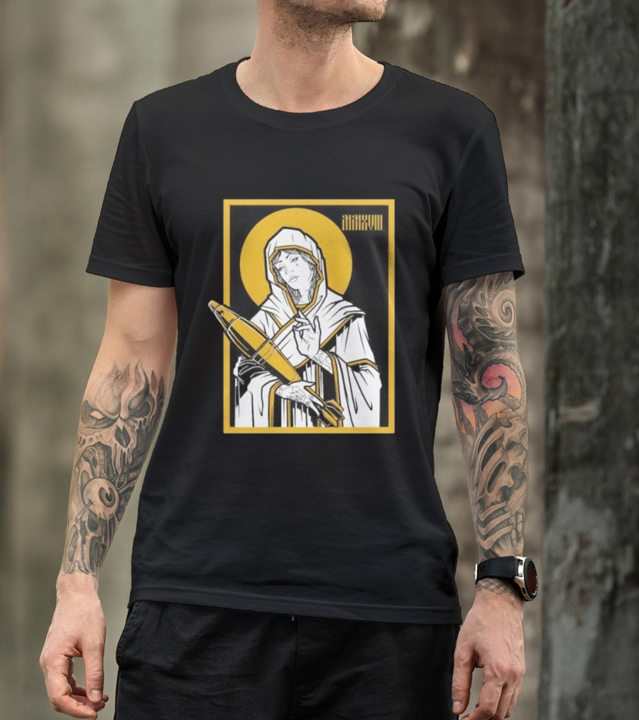 Mortar Mary MMXVIII Religious Iconography Halo And Missile T-Shirt
