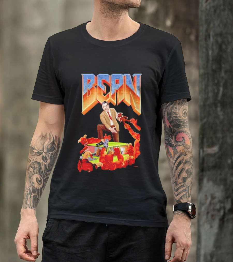 Mr Bean Doom Crossover With Rowan Atkinson Video Game T-Shirt