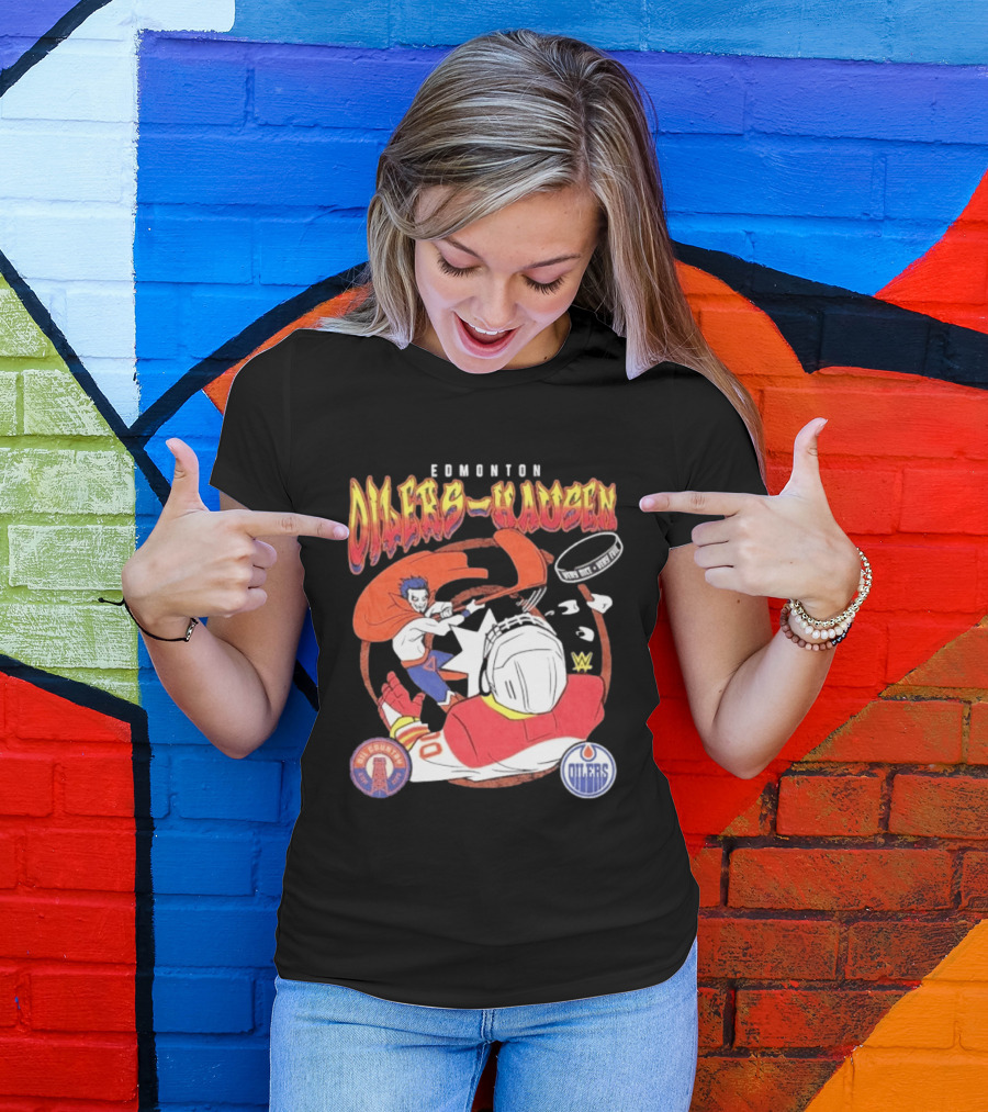 Edmonton Oilers Hausen Very Nice Very Evil WWE Summer Tour T-Shirt