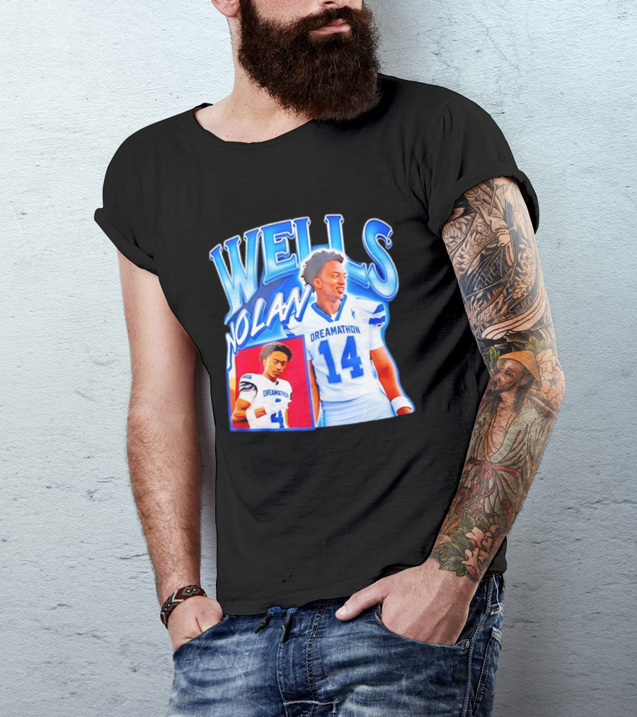 Nolan Wells Dreamathon 14 Blue Football Athletic T-Shirt