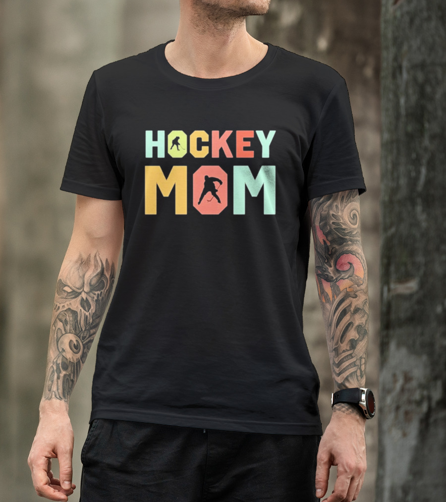 Hockey Mom Mother's Day Skating Silhouette Multicolor T-Shirt