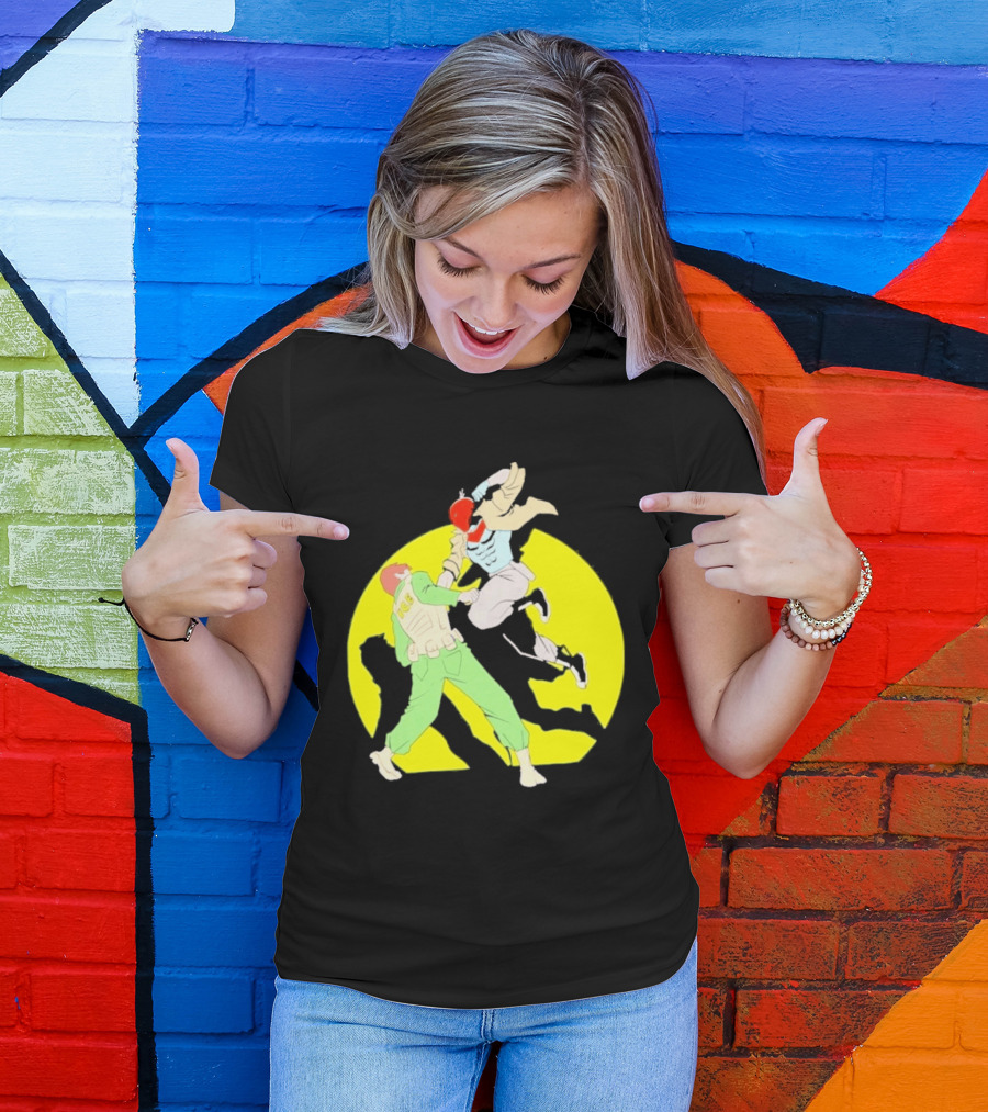 Red Hood Versus Ice Soldier Combat Action Scene T-Shirt