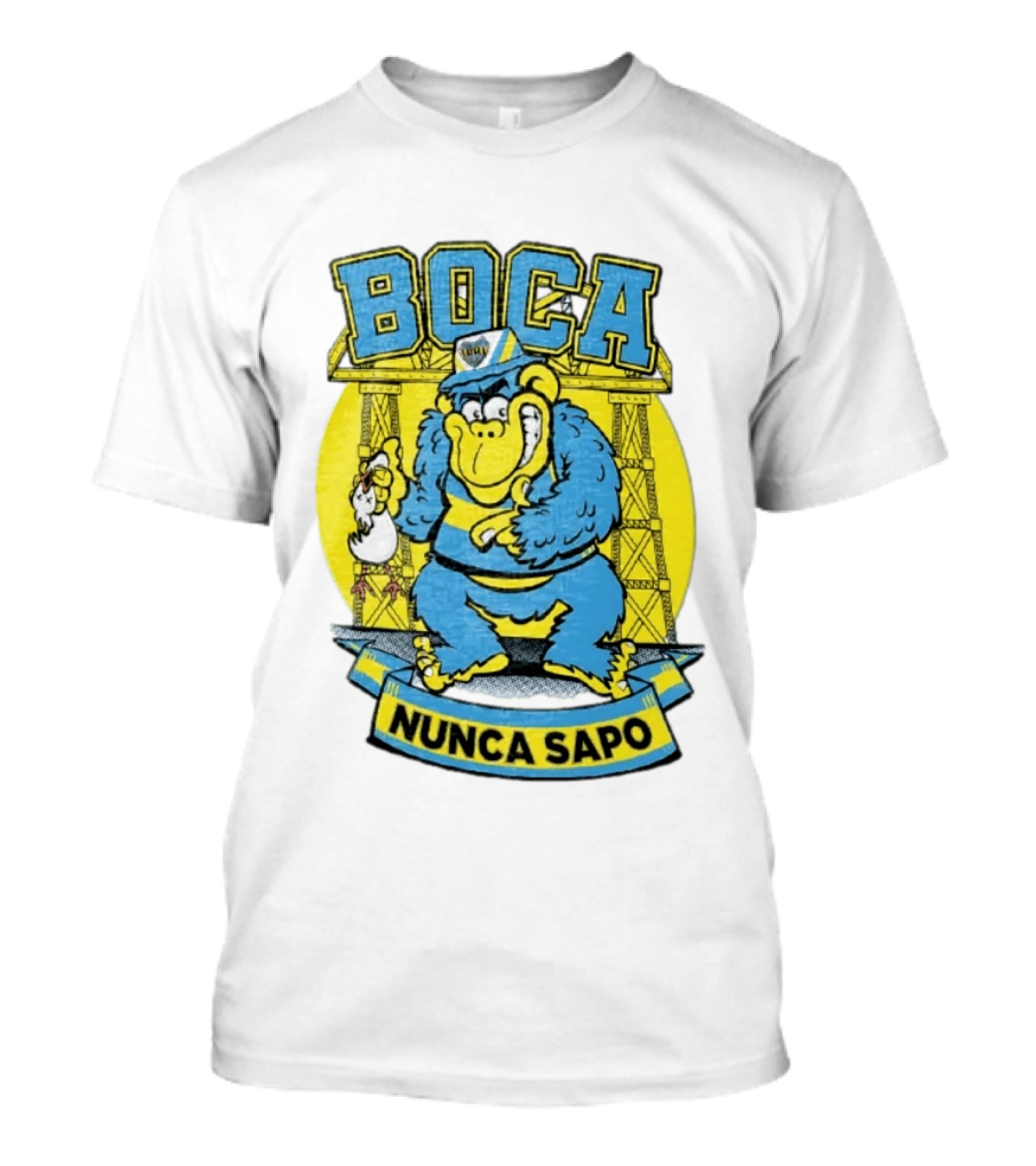 Boca Juniors Gorilla Wearing Cap Holding Chicken Boca Nunca Sapo T-Shirt