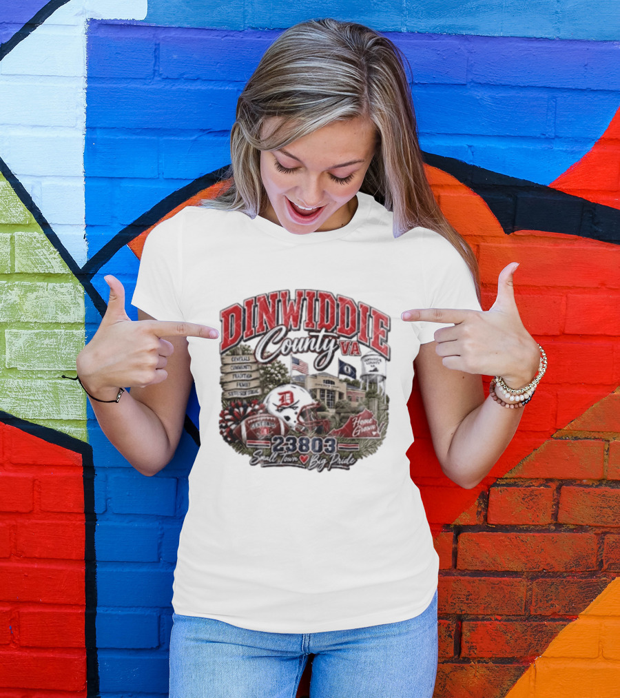 Dinwiddie County VA Generals South Side Strong 23803 Small Town Big Pride Home Grown Football Helmet Community Tradition Family T-Shirt
