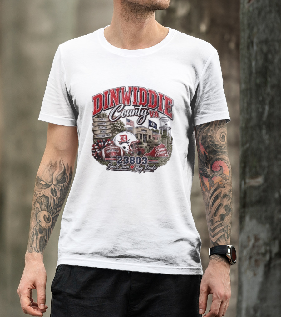 Dinwiddie County VA Generals South Side Strong 23803 Small Town Big Pride Home Grown Football Helmet Community Tradition Family T-Shirt