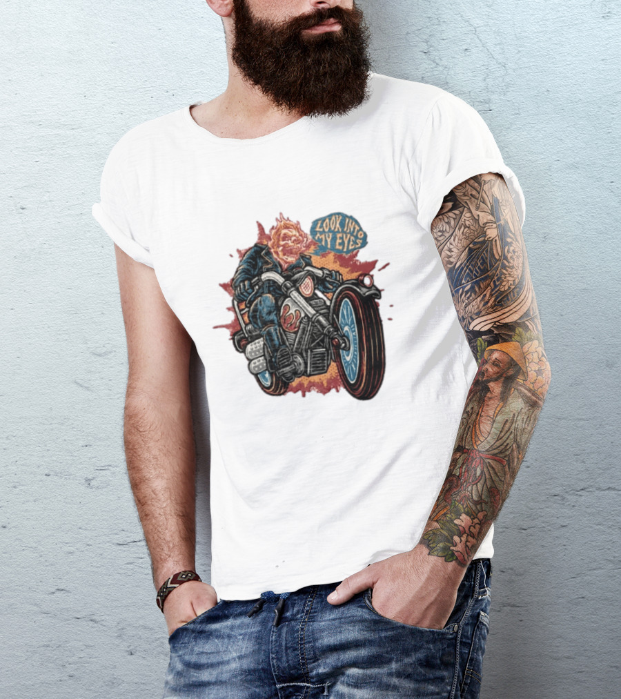 Ghost Rider Look Into My Eyes Marvel Comics Motorcycle Spirit Of Vengeance T-Shirt