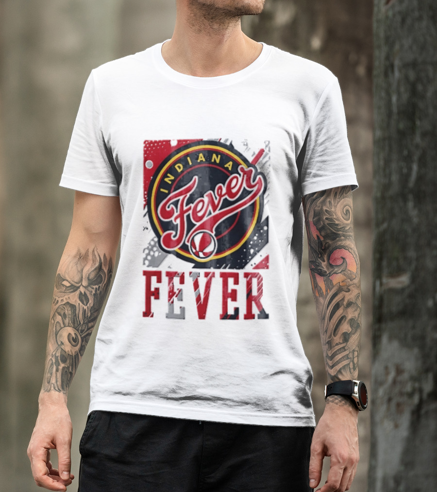 Indiana Fever WNBA Distressed Paint Splatter Basketball Logo Fever T-Shirt