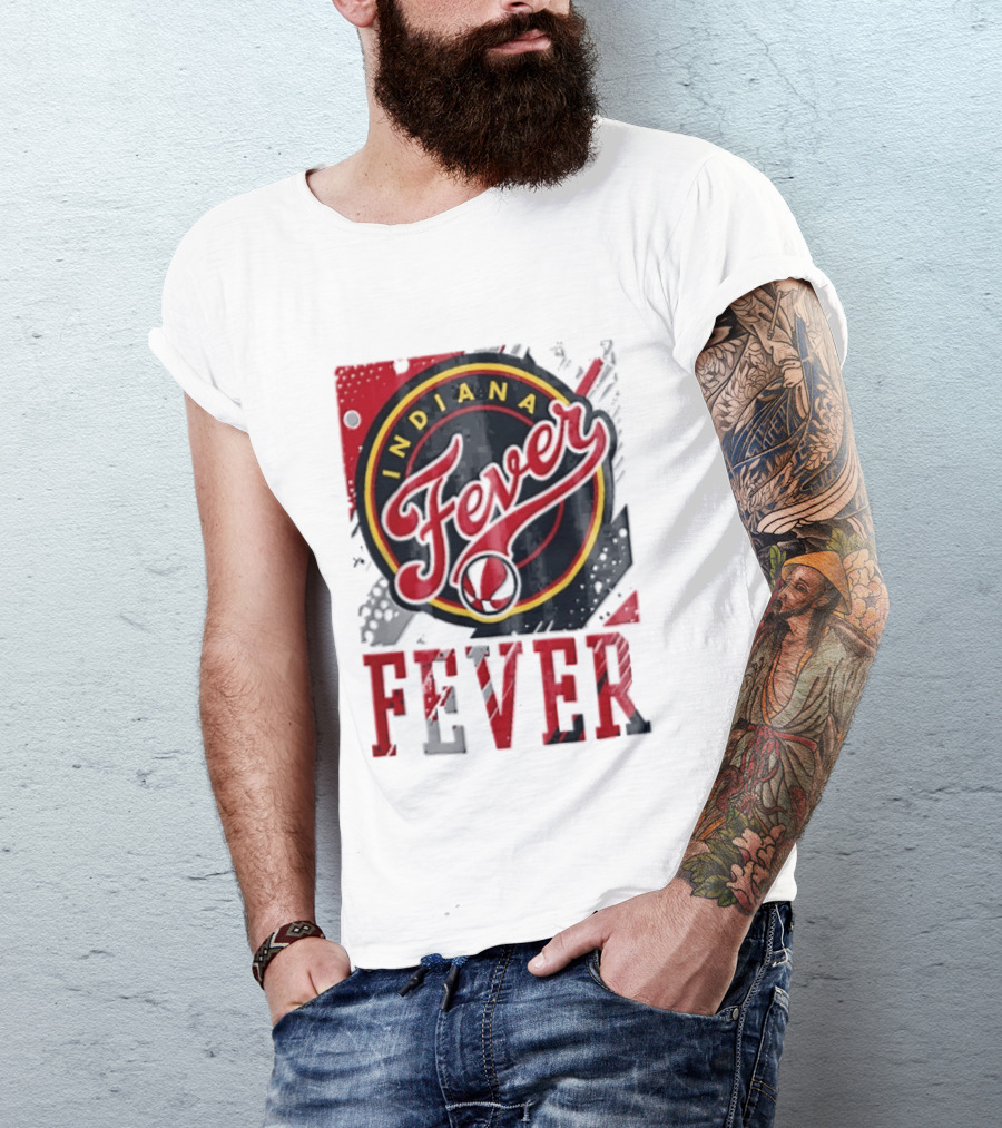 Indiana Fever WNBA Distressed Paint Splatter Basketball Logo Fever T-Shirt