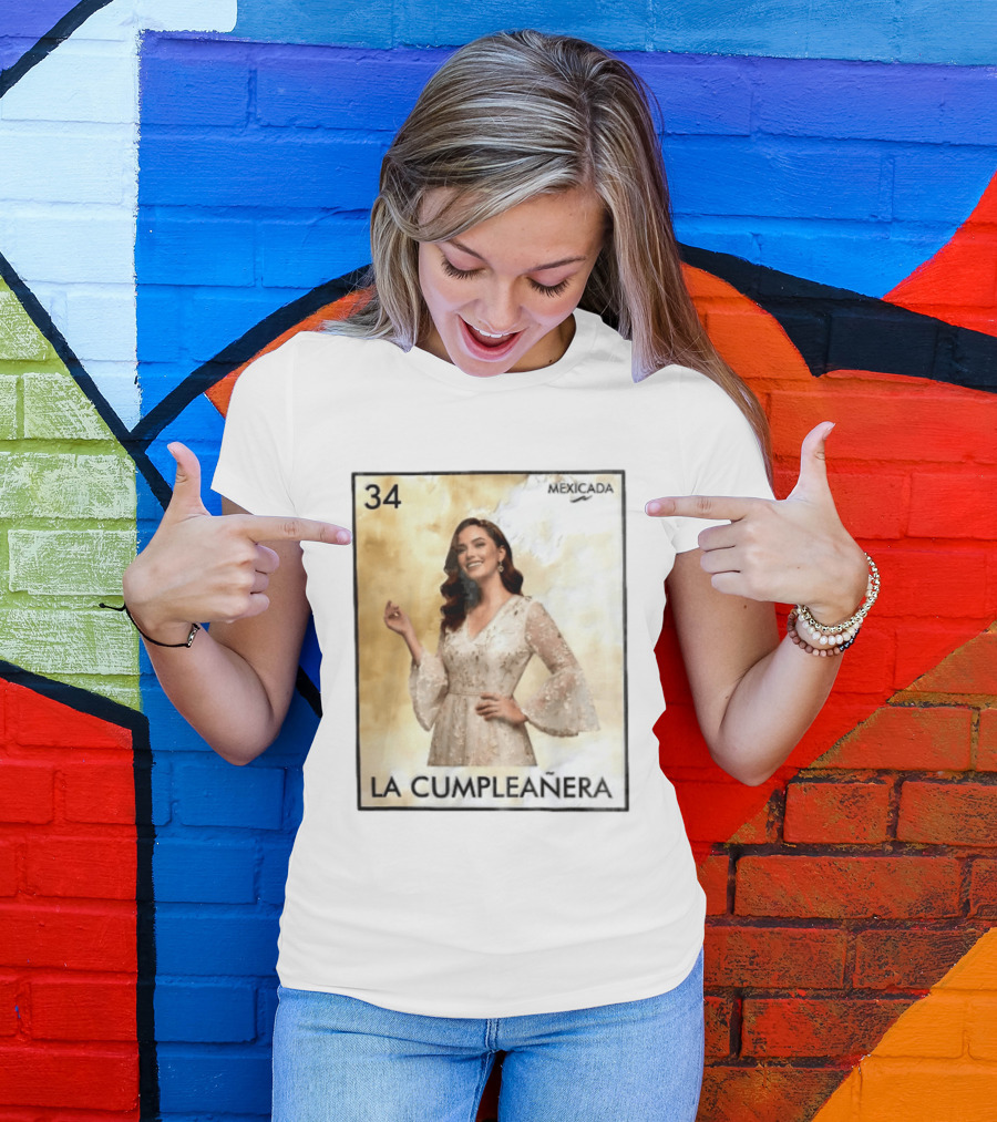 Mexicada 34 La Cumpleañera Loteria Card Woman White Dress T-Shirt