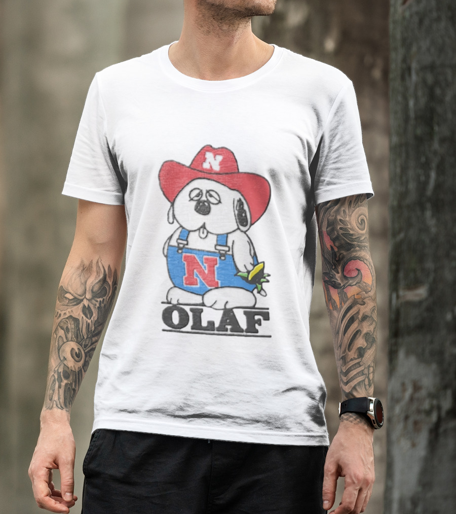 Olaf Nebraska Cornhuskers N Logo Cowboy Hat Cartoon T-Shirt