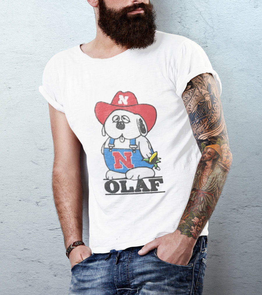 Olaf Nebraska Cornhuskers N Logo Cowboy Hat Cartoon T-Shirt