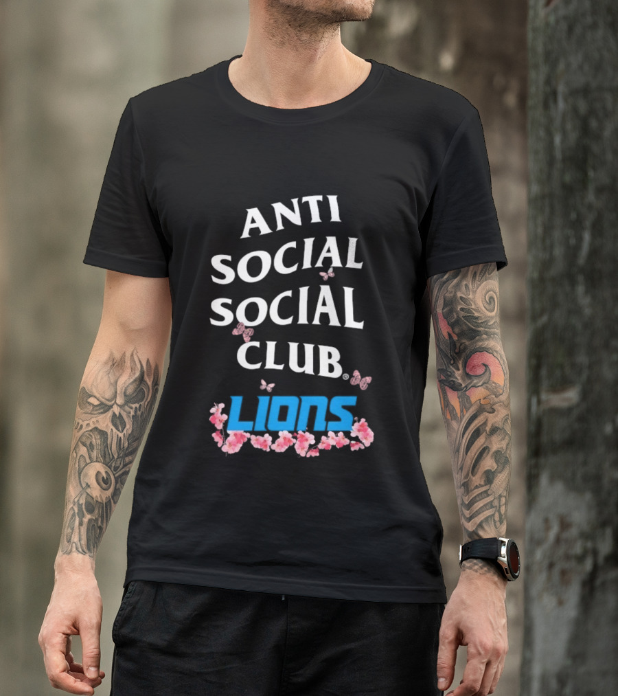 Anti Social Social Club Detroit Lions Floral Butterfly T-Shirt