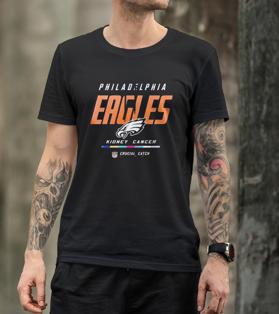 Philadelphia Eagles Crucial Catch Kidney Cancer Awareness NFL T-Shirt