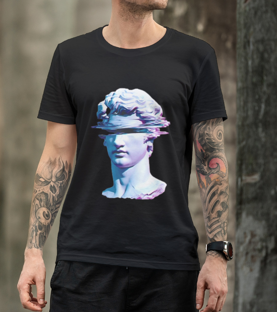 You Are Not Forgotten Classical Statue Bust Glitch Wave Distortion David Vaporwave Aesthetic T-Shirt