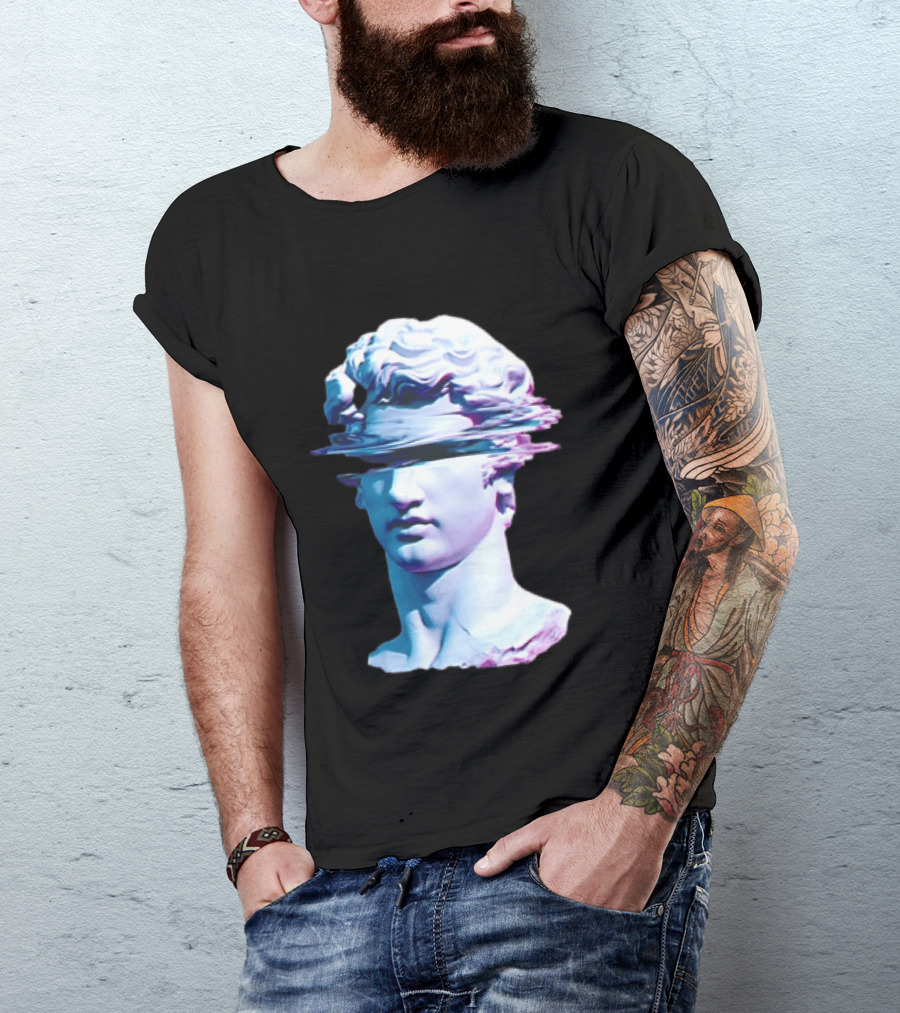You Are Not Forgotten Classical Statue Bust Glitch Wave Distortion David Vaporwave Aesthetic T-Shirt